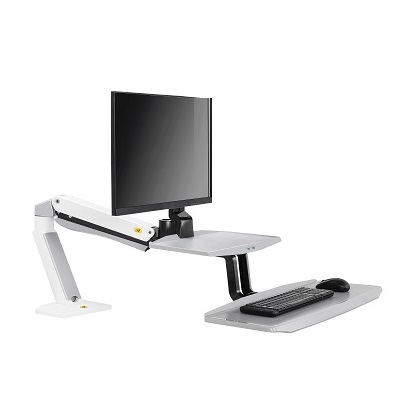 זרוע ישיבה עמידה הידראולית למסך מחשב עד 35 אינצ' מקלדת ועכבר בו זמנית + שני חיבורי טעינה ומדף נוסף NB North Bayou FC55-W Interactive Sit-Stand Desktop Workstation White